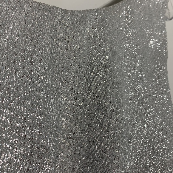 Hailey Logan Adrianna Papell Silver metallic mini Ruffle cocktail dress medium - Picture 6 of 7